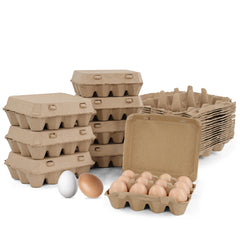 Ruralty Paper Egg Cartons for Chicken Eggs 200 Pack - Holds Dozen Jumbo Egg Cartons Bulk - Vintage 3x4 Flat Top Egg Cartons Made from Recycled Paper Pulp - Easily Personalized Blank Egg Cartons Bulk U1