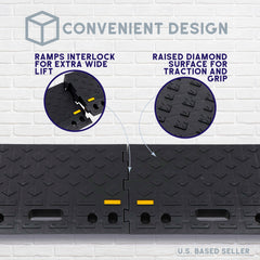 BISupply Rubber Curb Ramp 4 Inch Rise Wedge Set - 2pk Car Ramps Interlocking Curb Ramps for Driveway and Sidewalk U2