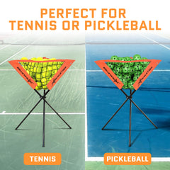 ACELETIQS Baseball Softball Portable Batting Practice Ball Caddy, Use During Training and Drills, Save Your Back No More Bending, Holds up to 60 Baseballs, Instant Setup (3 Leg) U1