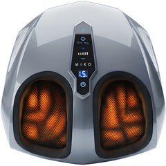 MIKO Foot Massager Machine with Deep-Kneading, Compression, Shiatsu, and Heat for Plantar Fasciitis, Neuropathy - Fits up to Men Size 12 Grey With Button Grey U1