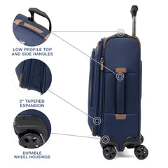 Travelpro Crew Classic Lightweight Softside Expandable Carry on Luggage, 8 Wheel Spinner Suitcase, Men and Women, Compact Carry On 20-Inch, Patriot Blue Patriot Blue Compact Carry On U1