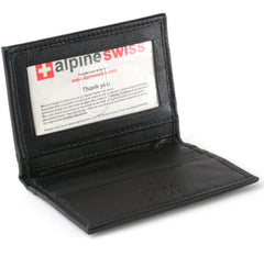 Alpine Swiss Thin Front Pocket Wallet Business Card Case 2 ID Window 6 Card Slot Black Black One Size U1