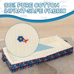 Umoving 100% Cotton Lining Portable Foldable Toddler Travel Bed - Soft Foam Floor Bed with Washable Cover, Safe and Comfortable Toddler Crib, Ocean Blue Ocean Blue U1