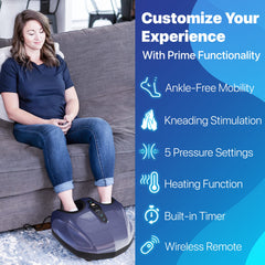 MIKO Foot Massager Machine - Deep Kneading, Shiatsu, Air Compression, and Heat Therapy - Plantar Fasciitis, Diabetics, Neuropathy, Fits Up to Men Size 12 U1