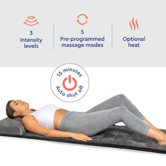 Massage Mat Vibration Pad - Full Body Vibration Mattress Pad for Bed with Rotating Shiatsu Neck Massage Pillow - 10 Vibrating Motors, 4 Warming Heating Spots - Neck, Shoulder, Back Massager U1