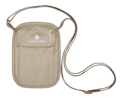 eagle creek RFID Blocker Neck Wallet - Durable and Lightweight Travel Passport and Valuables Organizer with Hook and Loop Closure and Adjustable Neck Strap, Tan Tan One Size U1