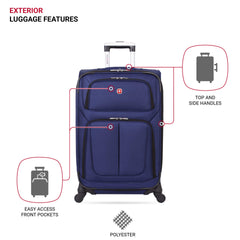 SwissGear Sion Softside Expandable Luggage, Blue, Checked-Medium 25-Inch U1