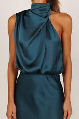 Petal & Pup Anabelle Halter Neck Midi Dress - Teal M Teal U1