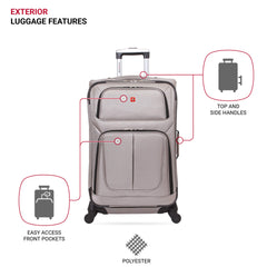 SwissGear Sion Softside Expandable Luggage, Pewter, Checked-Medium 25-Inch U1