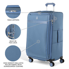Travelpro VersaPack+ Lightweight Softside Expandable Checked Luggage, 8 Spinner Suitcase, TSA Lock, Men and Women, Checked Large 29-Inch, Elemental Blue U1