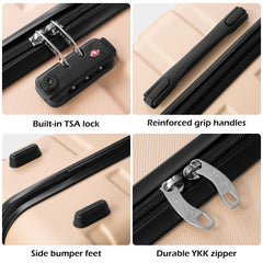 Coolife Luggage 3 Piece Set Suitcase Spinner Hardshell Lightweight TSA Lock (yellow, 3 piece set(20in24in28in)) yellow 20in24in28in U1