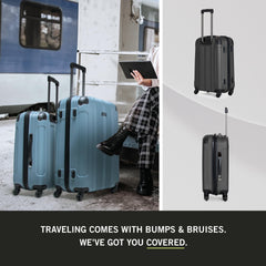 Kenneth Cole REACTION Out of Bounds Lightweight Hardshell 4-Wheel Spinner Luggage, Charcoal, 28-Inch Checked U1
