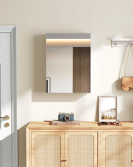 FOMAYKO Wall-Mounted Bathroom Vanity with Mirror, Medicine Cabinet with Storage Function, Hanging Storage Cabinet, Adjustable Shelves, White White 17.7''L x 5.5''W x 23.6''H U2