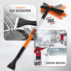 Utopia Home 31" to 37” Extendable Snow Brush for Car and Ice Scrapers for Car Windshield, 360° Rotation Brush Head Snow Broom for Truck and SUVs with Ergonomic Foam Grip U1