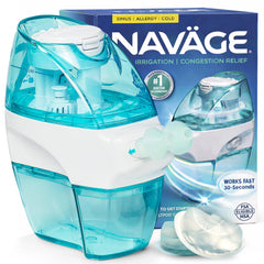 Navage® Starter Bundle – Nasal Irrigation System - Saline Nasal Rinse Kit with 1 Nose Cleaner and 20 SaltPods for Congestion Relief ($109 Value). Sinus Rinse for Clinically Proven Benefits Blue Starter U1