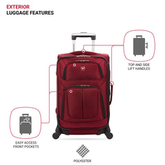 SwissGear Sion Softside Expandable Luggage, Burgundy, Carry-On 21-Inch U1