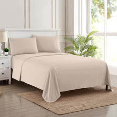 King Size Sheets - Breathable Luxury Bed Sheets with Full Elastic & Secure Corner Straps Built In - 1800 Supreme Collection Extra Soft Deep Pocket Bedding, Sheet Set, EXTRA DEEP pocket - King, Beige Beige EXTRA DEEP pocket - King U3