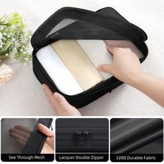 BAGAIL 4 Set/6 Set/8 Set Compression Packing Cubes Travel Accessories Expandable Packing Organizers (Square Mesh, 05-Jet Black) 05-Jet Black 10 inches x 7 inches x 2 inches U1