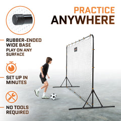 Soccer Rebounder Net Feet Practice Soccer Training Equipment | Portable, Easy Assembly, Steel Frame | Perfect for Practicing Backyard Volley, Solo Training,Kickback, Passing, Pitchback (12x6 Feet) U1