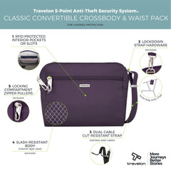 Travelon Anti-Theft Classic Convertible Crossbody & Waist Pack Purple One Size U1