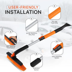 Utopia Home 31" to 37” Extendable Snow Brush for Car and Ice Scrapers for Car Windshield, 360° Rotation Brush Head Snow Broom for Truck and SUVs with Ergonomic Foam Grip U1