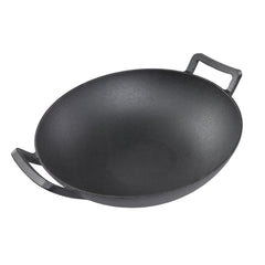 Cast Iron Wok with Handle - Seasoned 14 Inch Flat Bottom Wok for Deep Frying Pan with Flat Base for Stir-Fry, Grilling, Frying, Steaming - For Authentic Asian, Chinese Food U1