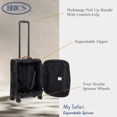 Bric's MY SAFARI 21" EXPANDABLE SPINNER - 001 BLACK BLACK/COGNAC 21 Inch Expandable U1