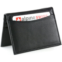 Alpine Swiss Thin Front Pocket Wallet Business Card Case 2 ID Window 6 Card Slot Black Black One Size U1