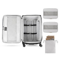 Travelpro Versapack + Lightweight Softside Expandable Checked Luggage, 8 Spinner Suitcase, TSA Lock, Men and Women ( Black , Checked Large 29-Inch ) Black Checked Large 29 Inch U2