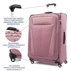 Travelpro Maxlite 5 Softside Expandable Luggage with 4 Spinner Wheels, Lightweight Suitcase, Men and Women ( Dusty Rose Pink , Checked-Large 29-Inch ) Dusty Rose Pink Checked Large 29 Inch U8