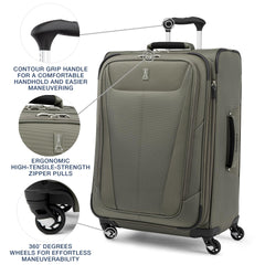 Travelpro Maxlite 5 Softside Expandable Luggage with 4 Spinner Wheels, Lightweight Suitcase, Men and Women ( Slate Green , Checked-Medium 25-Inch ) Slate Green Checked Medium 25 Inch U8