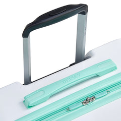 Delsey Paris Christine Hardside Expandable Luggage with Spinner Wheels ( White with Teal Trim , Checked-Large 28 Inch ) White with Teal Trim Checked Large 28 Inch U5