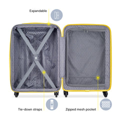 Delsey Paris Christine Hardside Expandable Luggage with Spinner Wheels ( White with Yellow Trim , Carry On 20 Inch ) White with Yellow Trim Carry On 20 Inch U2