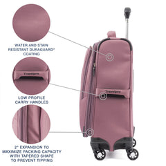 Travelpro Maxlite 5 Softside Expandable Luggage with 4 Spinner Wheels, Lightweight Suitcase, Men and Women Dusty Rose Pink Carry On 19 Inch U1