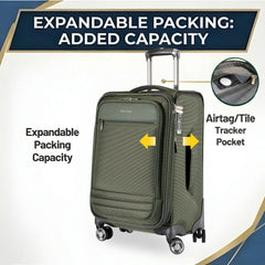 Ricardo Beverly Hills Ashbury Softside Luggage, Expandable Suitcase, Lightweight Sustainable rPET Travel Bag with TSA Lock & Dual Spinner Wheels, 24-inch Medium Check-in ( Pine , Check-In Medium 24-Inch ) Pine Check In Medium 24 Inch U1