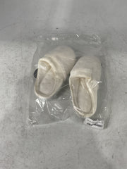 isotoner Women's Microterry PillowStep Satin Cuff Clog Slippers, White, 6.5-7 B(M) US U1