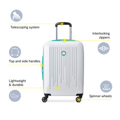 Delsey Paris Christine Hardside Expandable Luggage with Spinner Wheels ( White with Teal Trim , Checked-Large 28 Inch ) White with Teal Trim Checked Large 28 Inch U5