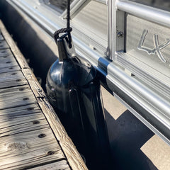 BISupply Boat Bumpers for Docking - Boat Fenders Black 2 Pack 22.8 x 7.8in Buoys with 2 Fender Lines and 12in Inflator U2