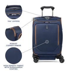 Travelpro Crew Classic Lightweight Softside Expandable Carry on Luggage, 8 Wheel Spinner Suitcase, Men and Women, Compact Carry On 20-Inch, Patriot Blue Patriot Blue Compact Carry On U1