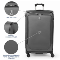 Travelpro Crew Classic Lightweight Softside Expandable Checked Luggage, 8 Wheel Spinner Suitcase, TSA Lock, Men and Women, Checked Large 29-Inch, Titanium Grey Titanium Grey Checked Large U1