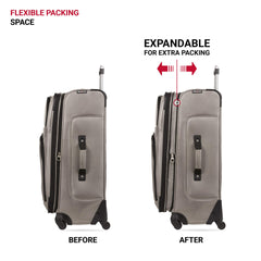 SwissGear Sion Softside Expandable Luggage, Pewter, Checked-Medium 25-Inch U1