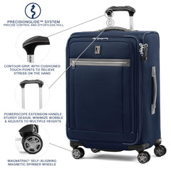 Travelpro Platinum Elite Softside Expandable Checked Luggage, 8 Wheel Spinner Suitcase, TSA Lock, Men and Women, Dark Blue, Checked Medium 25-Inch Dark Blue Checked-Medium 25-Inch U1