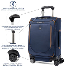 Travelpro Crew Classic Lightweight Softside Expandable Carry on Luggage, 8 Wheel Spinner Suitcase, Men and Women, Compact Carry On 20-Inch, Patriot Blue Patriot Blue Compact Carry On U1