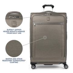Travelpro Platinum Elite Softside Expandable Checked Luggage, 8 Wheel Spinner Large Suitcase, TSA Lock, Men and Women, Metallic Sand, Checked Large 29-Inch Metallic Sand Checked-Large 29-Inch U1