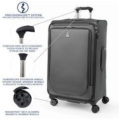 Travelpro Crew Classic Lightweight Softside Expandable Checked Luggage, 8 Wheel Spinner Suitcase, TSA Lock, Men and Women, Checked Large 29-Inch, Titanium Grey Titanium Grey Checked Large U1