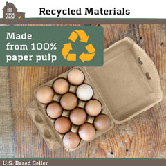 Ruralty Paper Egg Cartons for Chicken Eggs 200 Pack - Holds Dozen Jumbo Egg Cartons Bulk - Vintage 3x4 Flat Top Egg Cartons Made from Recycled Paper Pulp - Easily Personalized Blank Egg Cartons Bulk U1