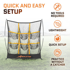 Pitching Target Baseball Net with 9 Hole Targets - Flexible Design for Portability | Baseball Pitching Net with 9 Strike Zone for Softball Training Equipment for Youth and Adults | Carry Bag Included black Large U2