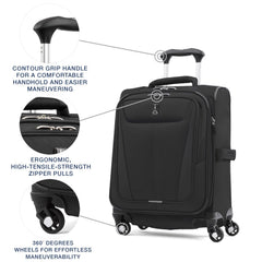 Travelpro Maxlite 5 Softside Expandable Luggage with 4 Spinner Wheels, Lightweight Suitcase, Men and Women Black Carry On 19 Inch U5