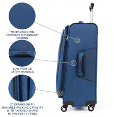 Travelpro Maxlite 5 Softside Expandable Luggage with 4 Spinner Wheels, Lightweight Suitcase, Men and Women Sapphire Blue Checked Medium 25 Inch U4