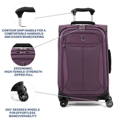 Travelpro Tourlite Softside Expandable Luggage with 4 Spinner Wheels, Lightweight Suitcase, Men and Women ( Deep Purple , Carry-On 21-Inch ) Deep Purple Carry On 21 Inch U13